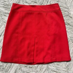 Loft Bright Orange Knit Substantial Front Kick Pleat Zip Back A Line Skirt Work